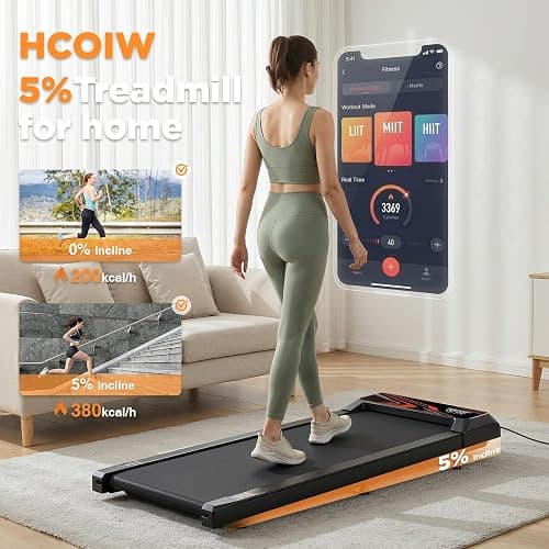 2.5HP Walking Mat with Incline pad,Under Desk Treadmill, Walking Running Pad with Remote, 3 in 1 Low Noise Small Mini Portable Treadmill with Led Screen, Compact Treadmills for Home, 265lbs Capacity thumbnail 7