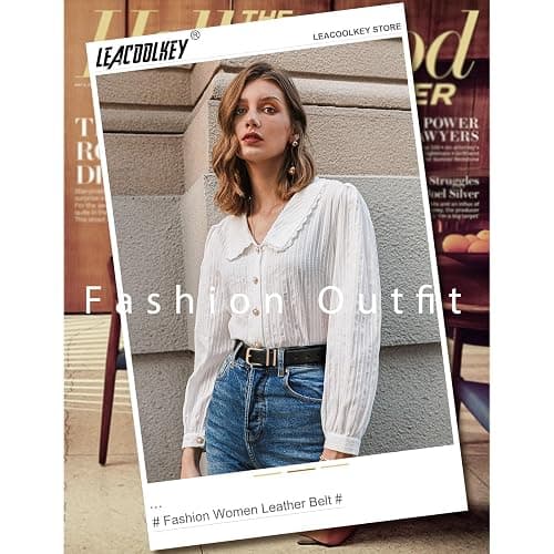 LEACOOLKEY 3 Pack Women's Leather Belts for Jeans Dress Pants Fashion Ladies Leather Belts with Gold Buckle thumbnail 4