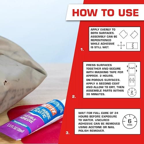 Loctite 1360694 Vinyl Fabric & Plastic Repair Flexible Adhesive, 1 oz, Clear thumbnail 2