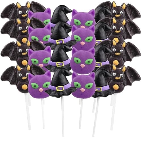 Individually Wrapped Halloween Suckers, Cat, Bat, and Witch Hat Lollipops, Trick or Treat Pass Out Candies, 24 Count thumbnail 3