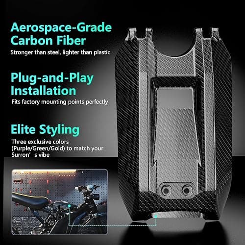 Funparts Surron Battery Cover Carbon Fiber Motorcycle EBike Battery Lid Guards Wrap for Surron Sur Ron Light Bee X/S Electric Dirt Bike Black thumbnail 6