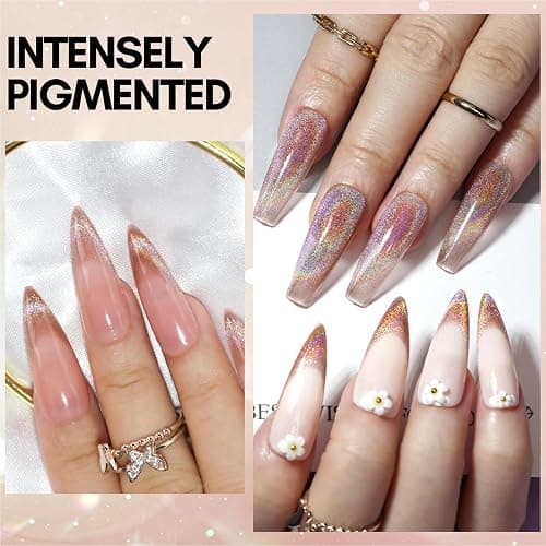 Makartt Cat Eye Gel Nail Polish: Universal Rainbow Holographic Gel Polish Bronze Gaze Sparkly Glitter Unique Magnetic Effect Nail Gels for DIY Nail Art UV LED Soak Off Manicure 10ml thumbnail 5