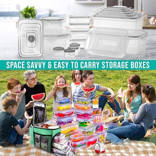RockBerry 50 Pcs Large Food Storage Containers with Lids Airtight-85 OZ to small Containers-Total 526OZ Stackable Kitchen Set -BPA Free Leak proof containers- Freezer Microwave safe thumbnail 3