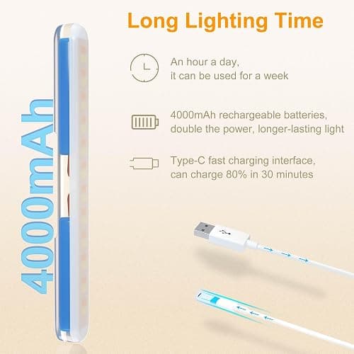 Benreom 2 Pack Wireless Vanity Lights for Mirror, Rechargeable Battery Operated Makeup Light, Adjustable Color Brightness & Angle Light Bar, Magnetic Stick on LED Lighting Bathroom Decor Accessories thumbnail 2