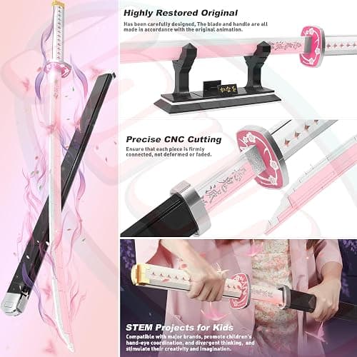 Jorumo Swords Building Sets for Girl 8-14, 39in Tsuyuri Kanao Sword Building Block with Scabbard and Stand, Anime Sword Building Toy Gift Katana, 788 Pcs thumbnail 4