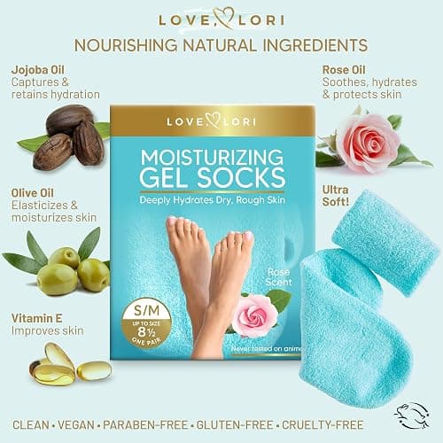 Moisturizing Socks - Gel Silicone Aloe Spa Socks (Up to Size 8.5) Infused with Vitamin E & JoJoba Oil - Self Care Gifts for Women, Spa Gifts for Women, Stocking Stuffers for Adults thumbnail 5