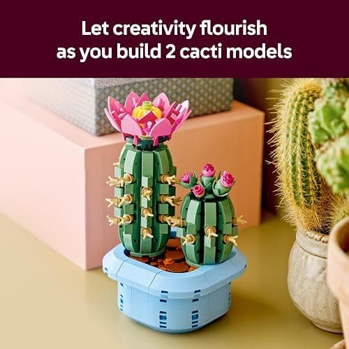 LEGO Botanicals Flowering Cactus - Artificial Potted Plant Set w/ 2 Cacti & Faux Flowers - DIY Bedroom Decor - Birthday Gift for 9+ Year Old Girls & Adult Plant Lovers - 11509 thumbnail 5