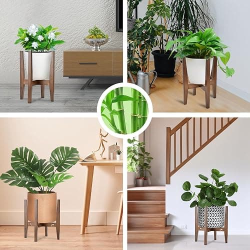 BADALU Indoor Plant Stand Adjustable Corner Wooden Stand Suitable for 8-12 Inch Pots Modern Flower Stand (Except Potted Plants) thumbnail 5