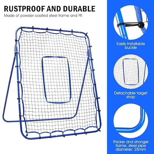 Winthai Volleyball Rebounder Net, 6 Angles Adjustable Pitch Bounce Back Baseball Softbal Lacrosse Rebound Sports Practice Training Equipment with Strike Zone for Backyard Indoor Outdoor thumbnail 7