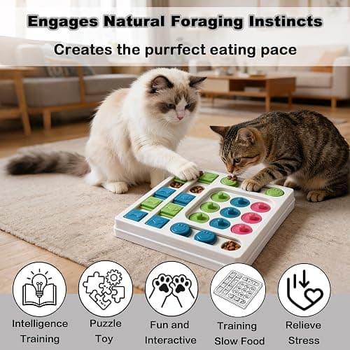 Cat Puzzle Feeder ，Cat Puzzle Toy ，Interactive Slow Feeder Kitten Toys ，Maze Hidden Food Pet Feeder，Toys for Bored Indoor Adult Cats thumbnail 5