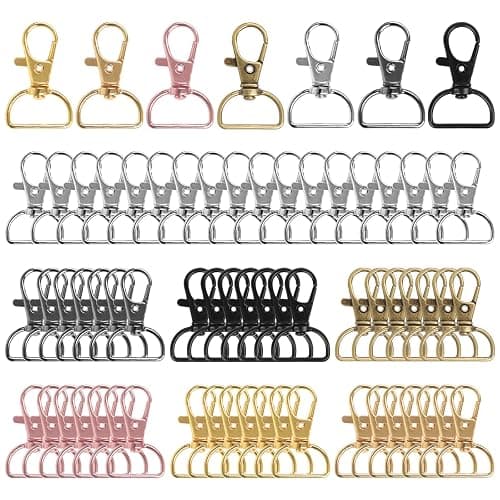 60PCS Key Chain Clip Hooks, Swivel Clasp Hooks, D Ring Clip Lanyard Hardware for Keychain Making(3/4”Inside Width) - Image 1