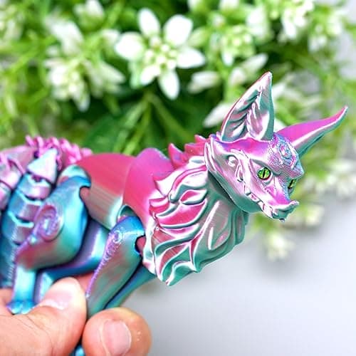 3D Printed Nine tailed fox Model,Flexible Realistic Articulated Animal Fidget Toys,Mystery Figurines Gifts for Easter,Executive Desk Funny Décor and Festival Collectible,Easter Basket Stuffers (PG) thumbnail 10