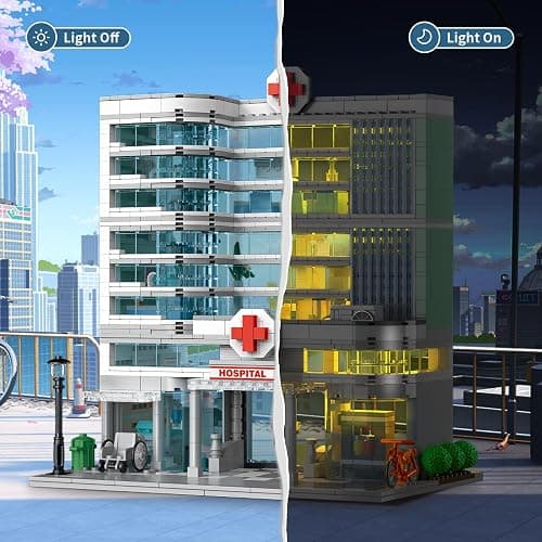 NEWABWN City Hospital Toy Building Set with LED Lighting, Compatible with Lego, Modular Three-Story Architecture Set for Adults, Gift Idea for Kids Ages 10 and Up (1350 Pieces) thumbnail 6