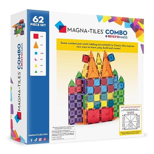 MAGNA-TILES Combo 62-Piece Magnetic Construction Set, The Original Magnetic Building Brand thumbnail 3