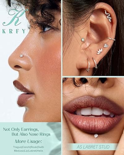 Krfy 16G/18G Tragus Helix Piercing Chirurgenstahl Innengewinde Forward Helix Piercings Ohr Gold Silber Lippenpiercing Nasenpiercing Labret Tragus Knorpel Conch Piercing Ohr 6mm thumbnail 2