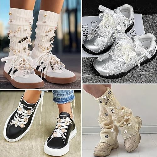 72 Pcs Sneaker Charms, Shoelace Charms For Sneakers, Pearl Rhinestone Brooches And Pins For Women, Shoe Jewelry Charms For Socks Laces Sneakers , Safety Pins Buttons For Sock Clothes Decor Accessories thumbnail 5