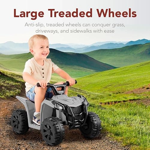 Best Choice Products 6V Kids Ride On Toy, 4-Wheeler Quad ATV Play Car w/ 1.8MPH Max Speed, Treaded Tires, Rubber Handles, Push-Button Accelerator - Gray thumbnail 6