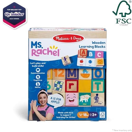Melissa & Doug Ms. Rachel Letter, Number, and Game Wooden Learning Blocks with Activity Cards for Girls and Boys Toddlers Ages 18 Months+ - FSC Certified thumbnail 6