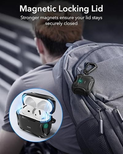 ESR for AirPods 4 Case, Compatible with AirPods 4th Generation Case (2024), Compatible with MagSafe, Powerful Drop Protection, Magnetic Lid, Cyber Series, Black thumbnail 4