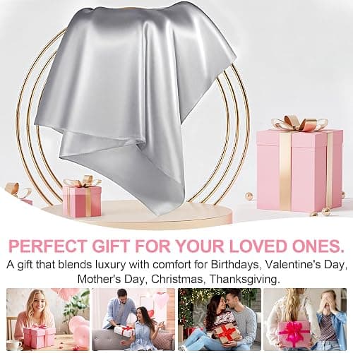 Mulberry Silk Pillow Cases 2 Pack Standard Size 20x26 Inches with Hidden Zipper, Ultra Smooth and Soft Breathable Cooling Silk Satin Pillowcase Set of 2, Better for Hair and Skin, Gifts for Women Men thumbnail 7