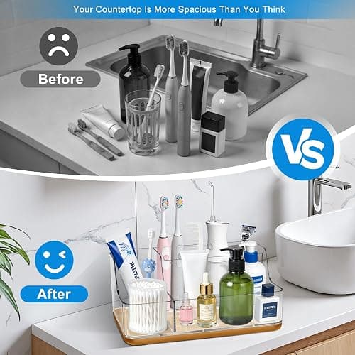 LAREKUN Gold Vanity Bathroom Countertop Storage Rack Lipstick & Makeup Brush Organizer Skincare Storage Box for Vanity Ideal for Bathroom, Living Room, and Kitchen Organization thumbnail 4