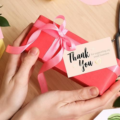 easykart labels 120 Thank You For Supporting My Small Business Cards, Gold Foil Business Card Size 3.5" x2", Thank You Cards for Online Retail Shop, Small Business, Customer Package Inserts thumbnail 6
