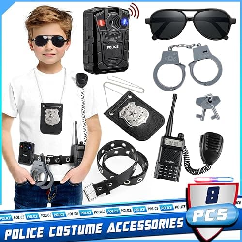 Deluxe All-in-One Police Accessories Role Play Set for Kids, Police Gear Toys Include Police Badge, Handcuffs, Belt... 8PCS Cop Accessories for Kids, Police Officer Costumes Birthday Gifts thumbnail 3