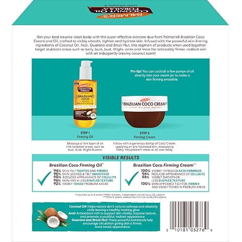 Palmer's Brazilian Coco Hot Mama Firming Kit (Cream 8.8 Oz + Oil 6.6 Fl Oz) | Coconut Oil Formula Skin Care Duo, Helps Tone Bum, Belly & Thighs, Guarana, Acai + Brazil Nut, Deep Hydration, 48hr Moisture thumbnail 8