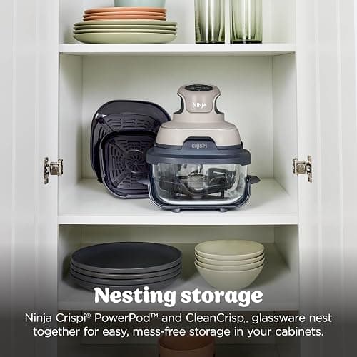 Ninja Crispi 4-in-1 Glass Air Fryer | 450°F | Non-Toxic | 4QT & 6-Cup Glass Containers w/Lids | Microwave, Freezer, Dishwasher Safe | Max Crisp, Air Fry, Bake, Recrisp | Stone | FN101ST thumbnail 15
