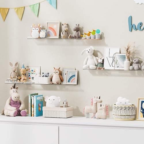 upsimples Clear Acrylic Shelves for Wall Storage, 15" Acrylic Floating Shelves Wall Mounted, Kids Bookshelf, Display Ledge for Bedroom, Living Room, Bathroom, Kitchen (6) thumbnail 5