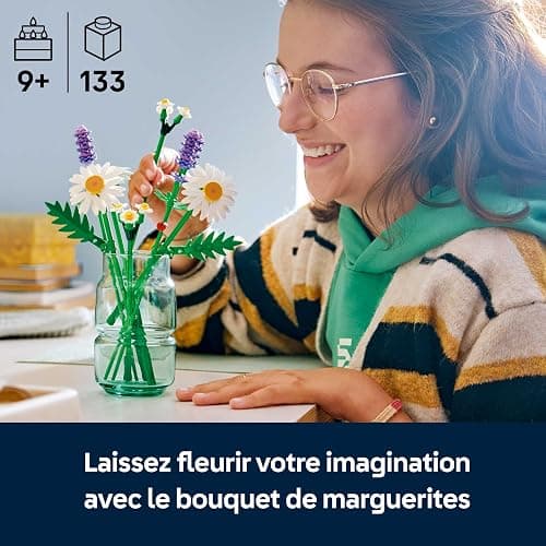 LEGO Botanicals Marguerites - Bouquet de Fleurs Artificielles - Marguerites & Lavande - Décoration Chambre d'enfant DIY - Cadeau d'anniversaire pour Fille 9 Ans ou Adulte Passionné.e de Plantes 11508 thumbnail 3