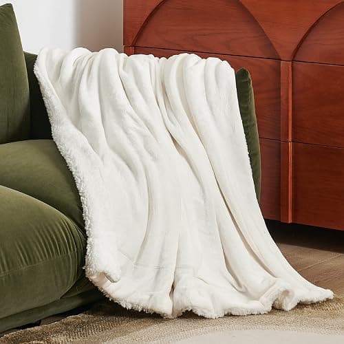 Bedsure GentleSoft Sherpa Fleece Twin Size Blanket for Couch, Non-Heated, Thick and Warm Throw for Women and Men, Soft Fuzzy Plush Twin Blanket for Spring, Cream, 60x80 Inches thumbnail 5