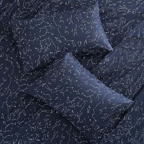 Wake In Cloud - Constellation Bed Sheets, 4-Piece Sheet Set, Celestial Space Witchy Star Galaxy Astrology, Soft Microfiber Deep Pocket Bedding, Navy Blue, Twin XL Size - Twin XL - Navy Blue thumbnail 3