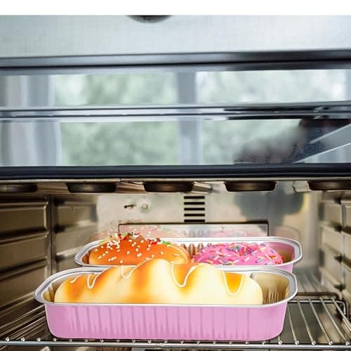 20PCS Rectangle Mini Loaf Pans With Lids,Mini Cake Pans with Lids,Disposable Ramekins Baking Cups Muffin Tins Cupcake Cups for Wedding Birthday Party,6.8oz（Pink） thumbnail 7