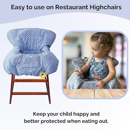 Suessie Shopping Cart Cover and High Chair Cover, Blue Dots thumbnail 6