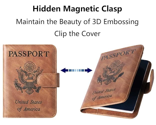 Airtag Passport Holder Cover Wallet Travel Essentials Leather Rfid Blocking Case Vacation Luggage Must Haves Travel Accessories for Men Women (117#Brown) thumbnail 7