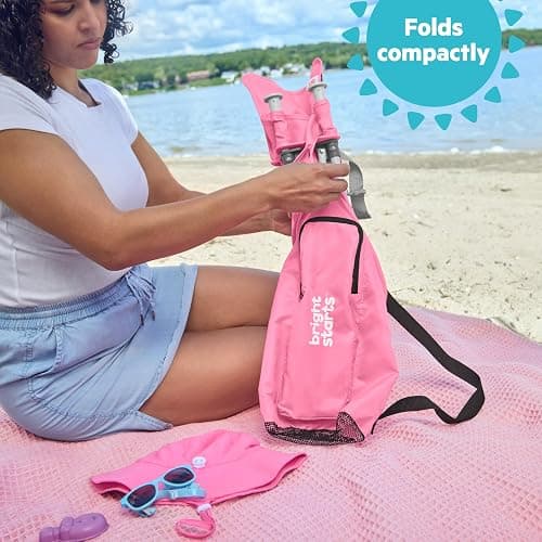 Bright Starts Pop 'N Sit Portable Booster, Indoor/Outdoor Use, Floor Seat with Feeding Tray, Pink, 6 Mos - 3 Yrs thumbnail 8
