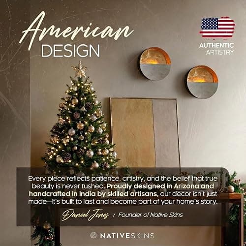 NativeSkins Eclipse Metal Wall Candle Sconces Set of Two Wall Candle Holders - Set of 2 Handcrafted Decorative Tea Light Sconce for Living Room Decor Gold Tea Holder thumbnail 9