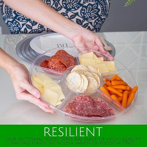 Plasticpro 6 Sectional Round Plastic Serving Tray/Platters Clear Pack of 2 thumbnail 3