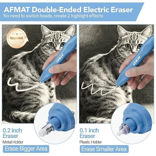AFMAT Electric Eraser, with 140 Eraser Refills, Rechargeable Pencil Erasers for Artists, Electric Erasers for Drafting, Drawing, Painting, Sketching, Architectural Plans, Detailer Tool EE25 thumbnail 3