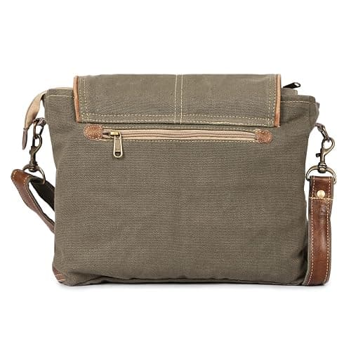 12 In Canvas Messenger Shoulder Bag for Men & Women, Unisex Crossbody Bag with Leather Touch, Flap Closure, Travel & Work Bag thumbnail 4