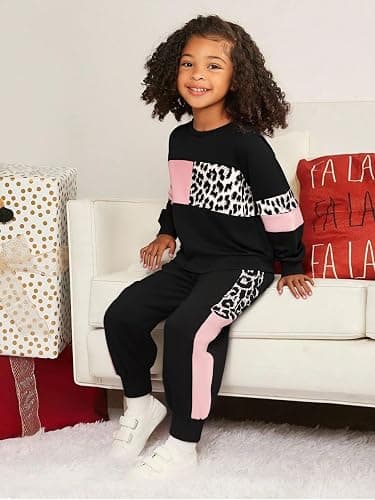Afsmlys Tween Girl's Letter Print Top + Jogger Pants 2 Piece Casual Outfit Set Kids Fall Clothing, Sizes 6-14 Years thumbnail 3