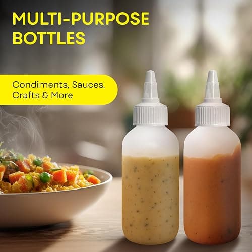 BRIGHTFROM Condiment Squeeze Bottles - 4 OZ Squirt Empty Bottles, Twist Top Cap, Leak Proof - Great for Ketchup, Mustard, Syrup, Sauces, Dressing, Oil, Arts and Crafts, BPA-FREE Plastic - 3 PACK thumbnail 4