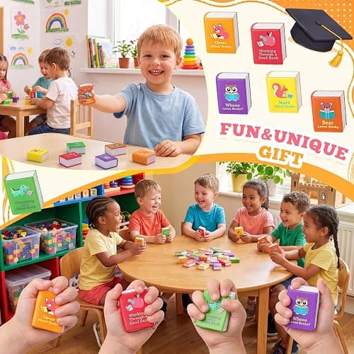24 Pcs Stress Balls Toys Gift for Kids Back to School Gifts for Student Book Squishy's Fidget Toy Bulk First Day of School Party Favor Classroom Reward Prizes Foam Relief Toy for Exchange Gifts (Cute) thumbnail 5