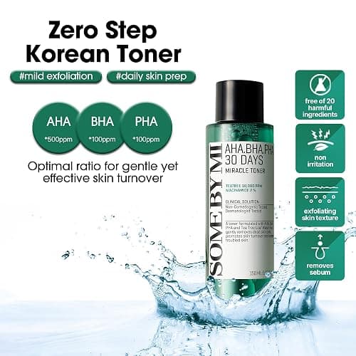 SOME BY MI AHA BHA PHA 30 Days Miracle Toner – 5.07oz, 150ml – Korean Salicylic Acid Exfoliating Face Toner for All Skin Types – Daily Pore Care & Oil Control with 2% Niacinamide – Korean Skin Care thumbnail 2
