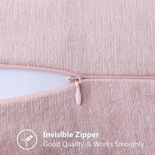 decorUhome Soft Chenille Throw Pillow Covers 12x20 Set of 2 Blush Pink | Fall Textured Decorative Throw Pillow Cases Stitched Edge Modern Farmhouse Luxury Boho Velvet for Couch Sofa Bed Home Decor thumbnail 5