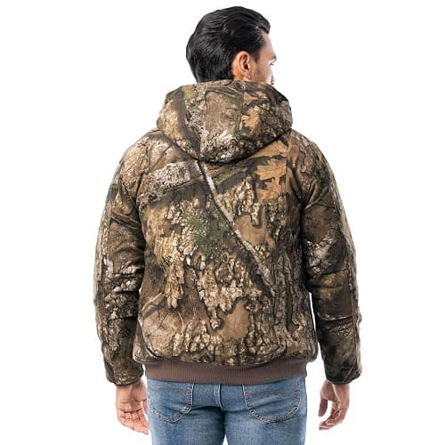 Realtree mens Insulated Duck Quilted Lined Full Zip Hoodie thumbnail 2