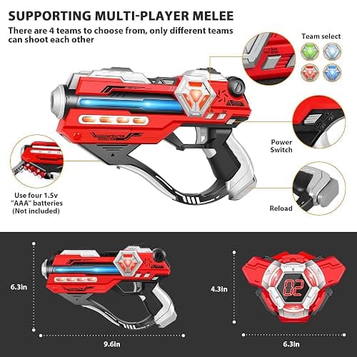 Tag Guns Set of 4 Laser Tag with Digital LED Score Display Vests for Teens, Family and Adults Fun,Birthday Gift Toys for Kids Ages 6 7 8 9 10 11 12+Year Old Boy & Girls thumbnail 6