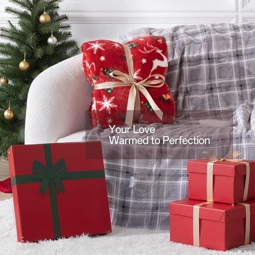 Electric Blanket Heated Throw, Soft Flannel Christmas Heated Blanket with 8 Hours Auto Off & 8 Fast Heating Levels Machine Washable Sherpa Heating Blanket with Overheating Protection Gift for Women thumbnail 9