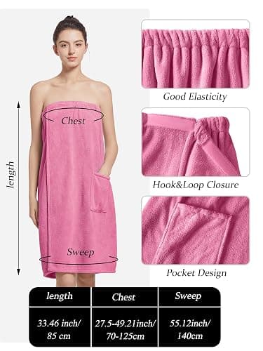 Women'S Soft Wrap Towel Full Length，Bath Robe After Shower Female Plush Long，Spa Bathrobes Lightweight With Pockets thumbnail 3